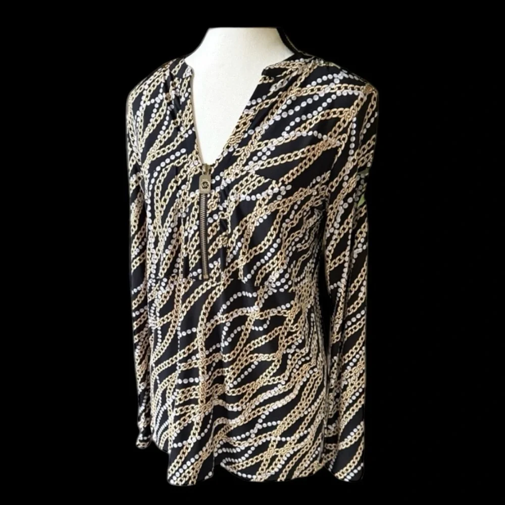 MICHAEL KORS ladies, chain-link style, long sleeve blouse size small